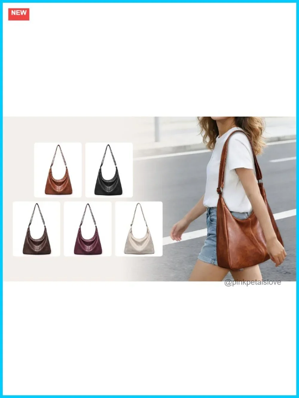 Vegan Leather Slouchy Hobo Tote Shoulder Crossbody Bag